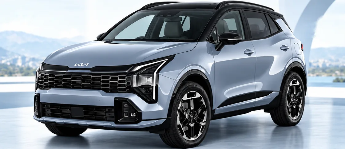 Kia Sportage, front three-quarter view. Image for illustration; specification and colour may differ.